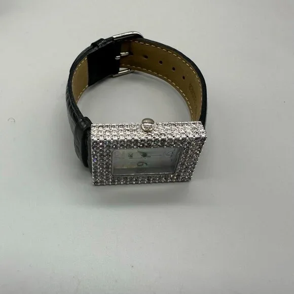 Adee Kaye Watch Women Rhinestone Case Mother Of Pearl Dial New Battery 8.5"